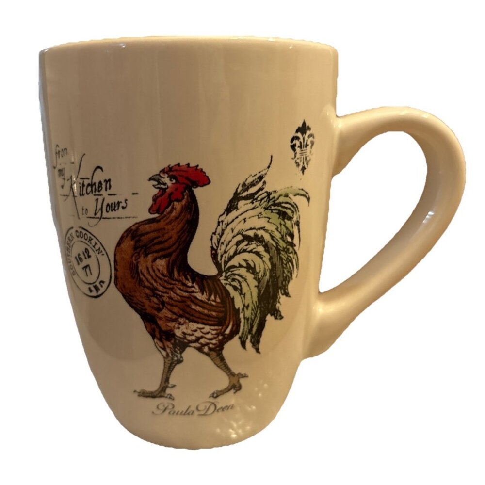 Paula Deen "Time to Eat Y'all" Rooster Coffee Mug Cup Cocoa Tea 14 0z NO BOX